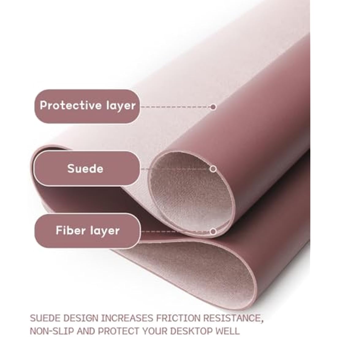 PVC Leather Desk Pad – Large Waterproof Writing Mat, Dark Pink