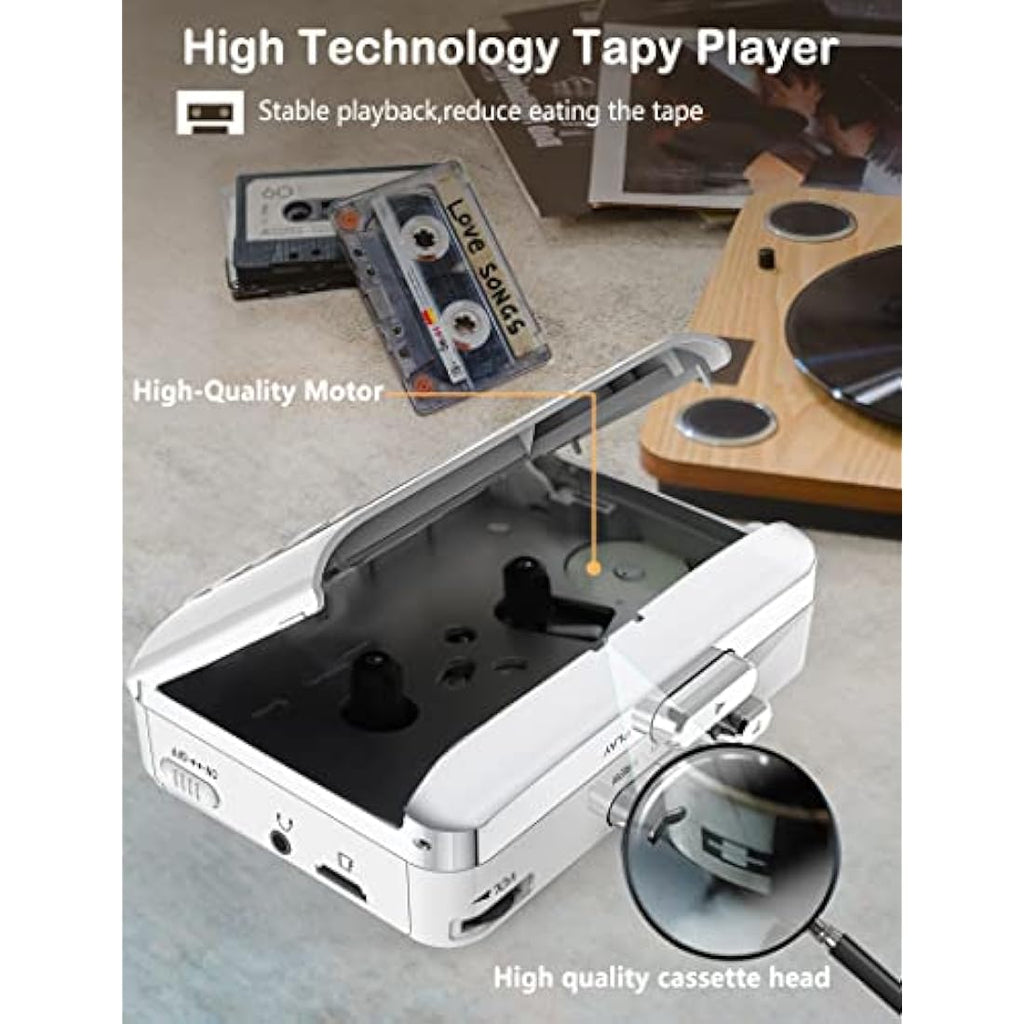 Gracioso Portable Cassette Player | Tape to MP3 Converter with SD Card