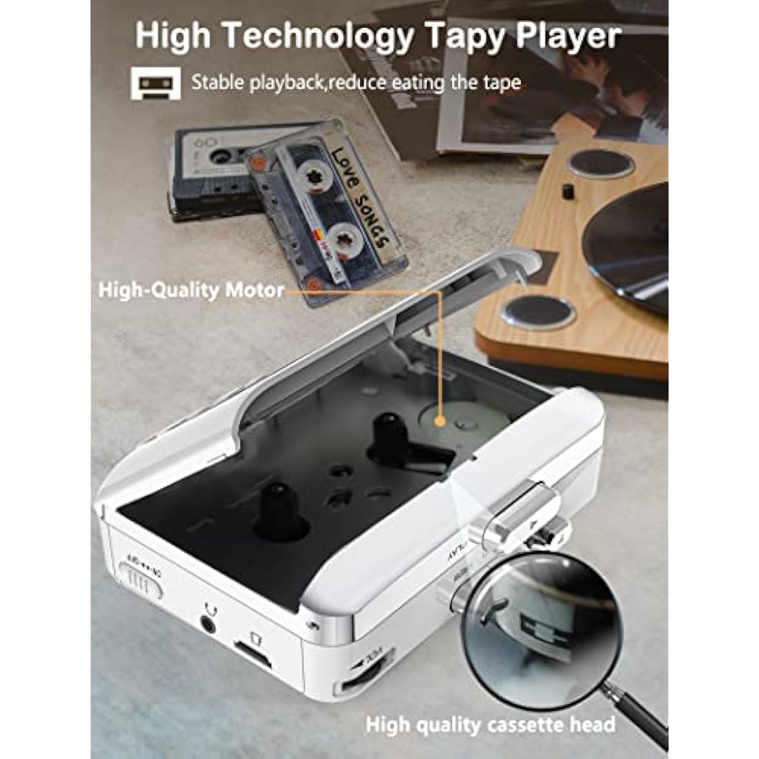 Gracioso Portable Cassette Player | Tape to MP3 Converter with SD Card