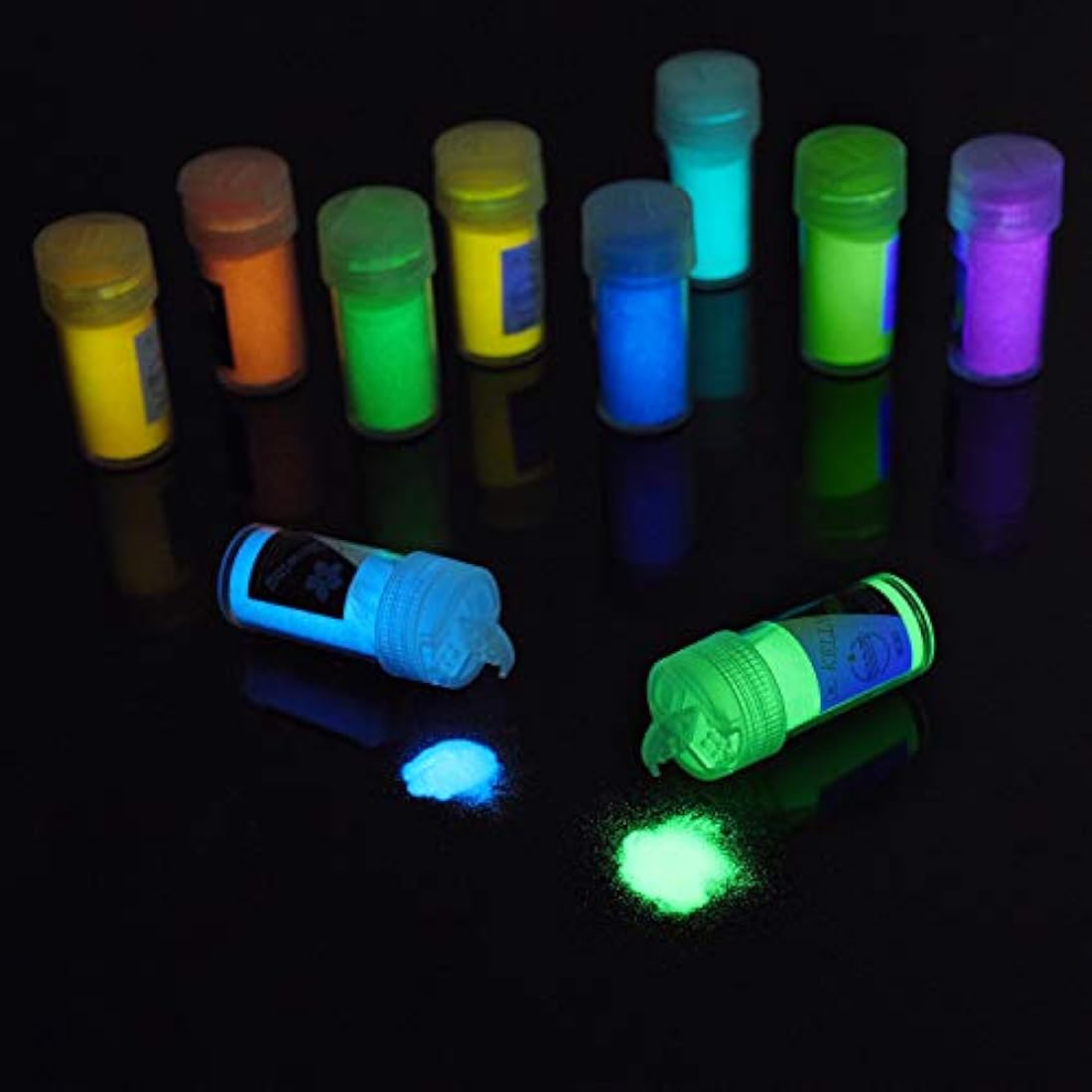 Jolof Store Glow in the Dark Pigment Powder - 10 Colors with UV Lamp