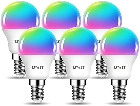 LVWIT E14 Smart LED Bulb - RGB WiFi Dimmable Alexa Compatible, 6 Pack