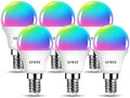 LVWIT E14 Smart LED Bulb - RGB WiFi Dimmable Alexa Compatible, 6 Pack