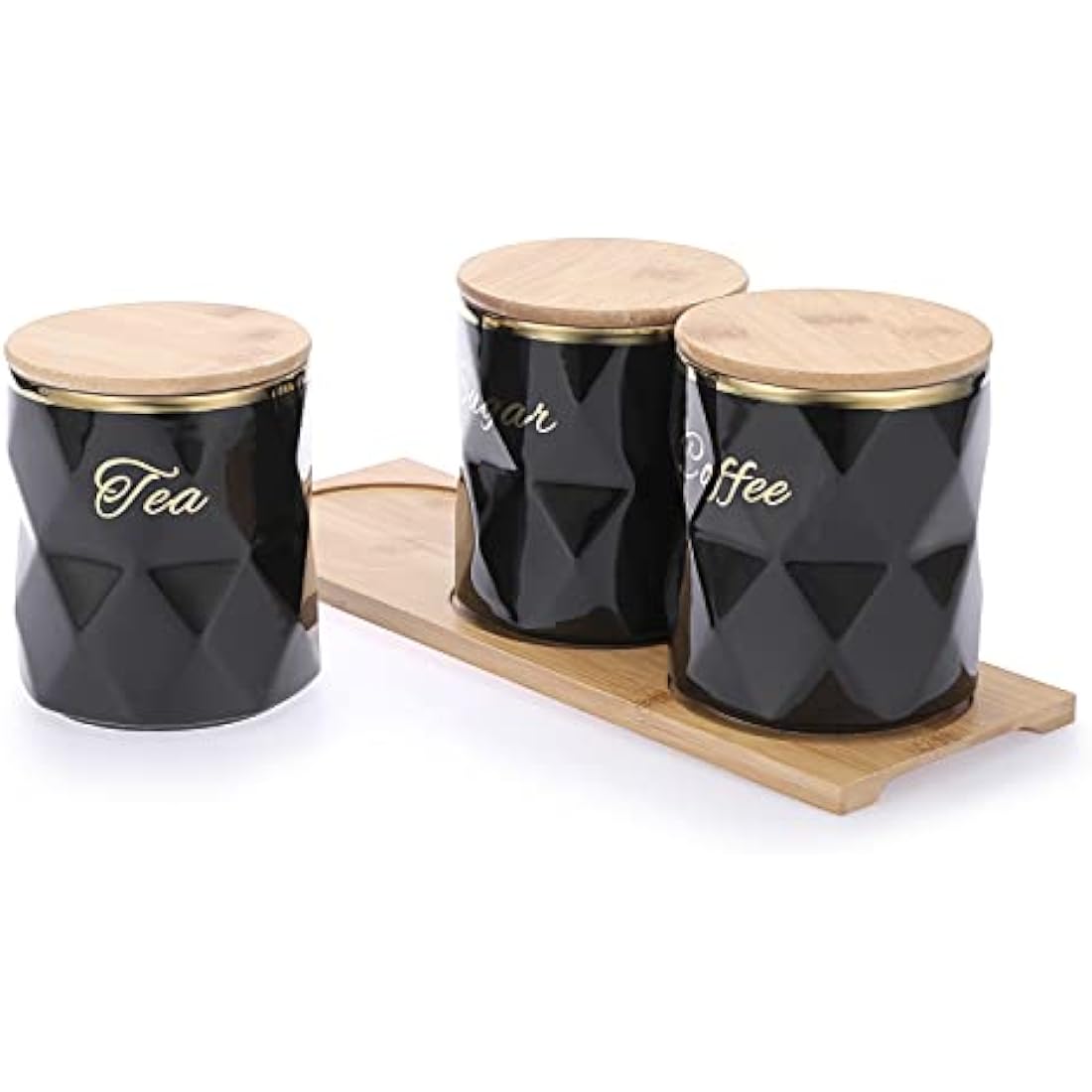 Ceramic Kitchen Canister Set – 3-Piece Airtight Food Jars