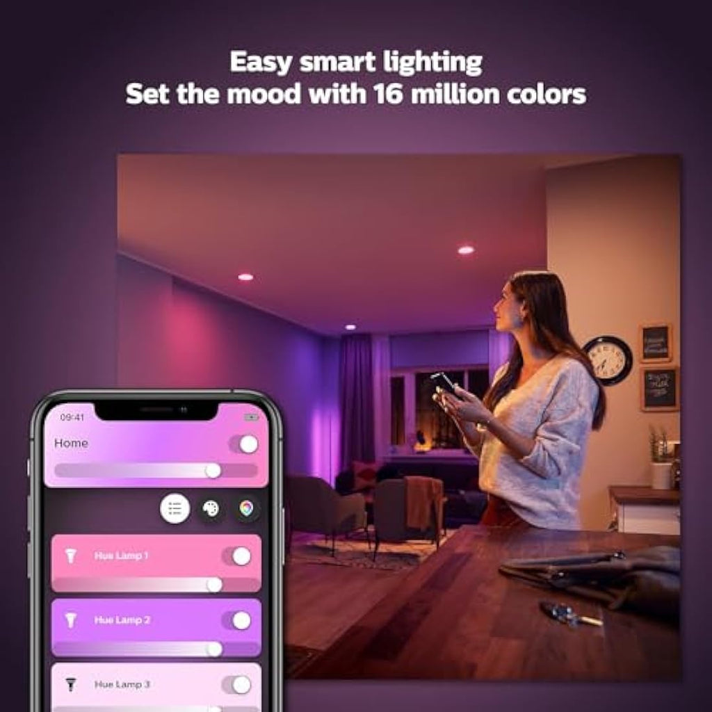Philips Hue White & Colour Ambiance Smart LED Bulb B22 4-Pack