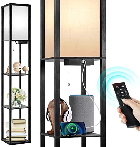 OUTON LED Floor Lamp with Shelves – Dimmable Light with USB Ports