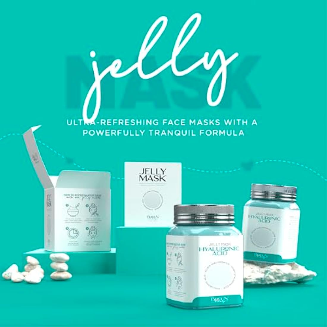 BRÜUN Hyaluronic Acid Jelly Mask – Peel-Off Rubber Face Mask (23 fl oz)