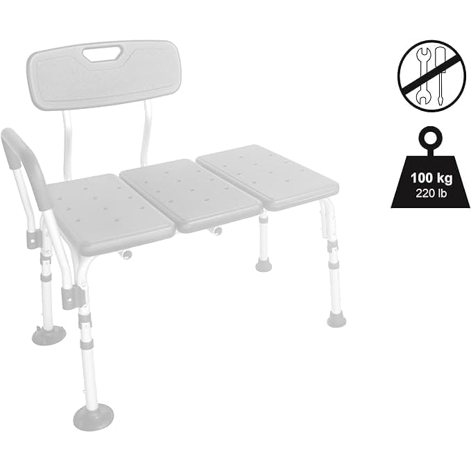 PEPE Bath Transfer Bench – Non-Slip Shower Chair with Padded Armrest