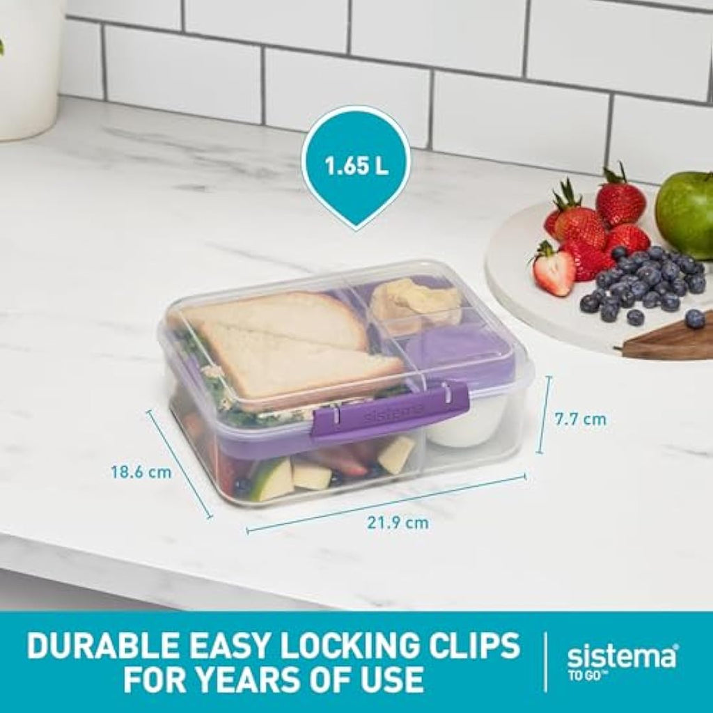 Sistema Bento Box Lunch Container with Compartments, 1.65L - Minty Teal