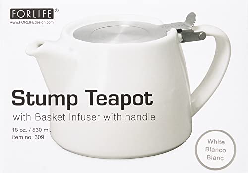 Forlife Stump Teapot with Infuser | 530 mL White Stackable Ceramic