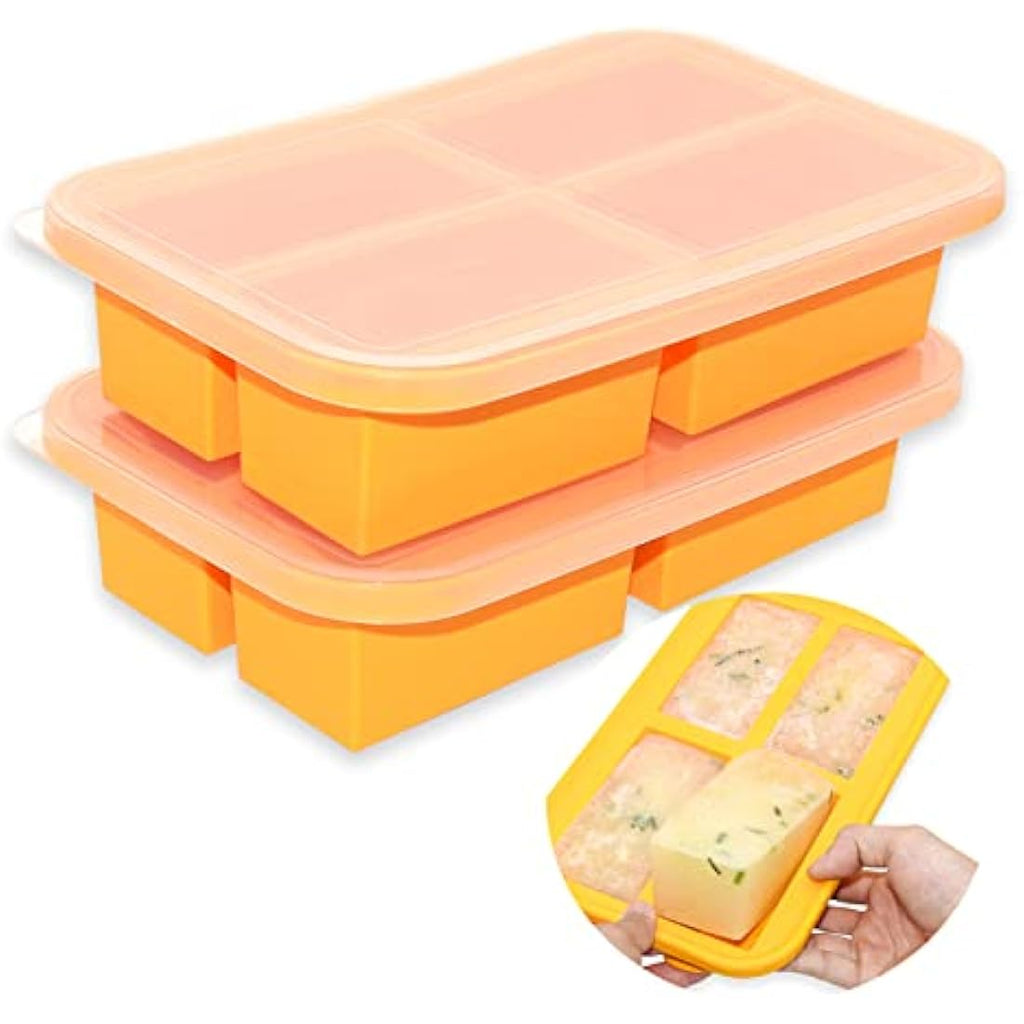 Bangp Silicone Soup Freezer Tray with Lid – 1 Cup Portion Meal Prep, 2-Pack