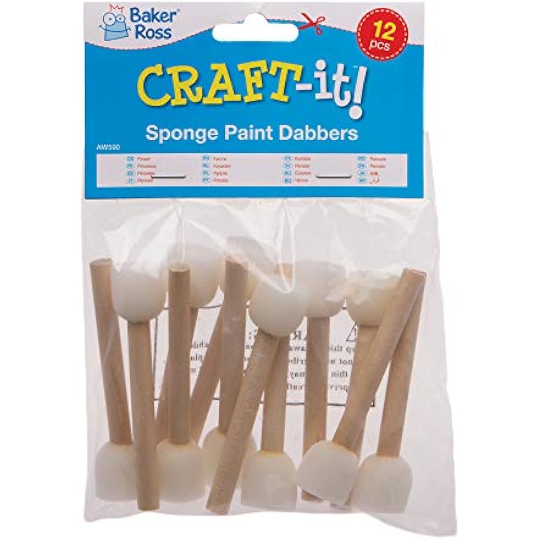Baker Ross Mini Sponge Paint Dabbers for Kids Crafts - Pack of 12