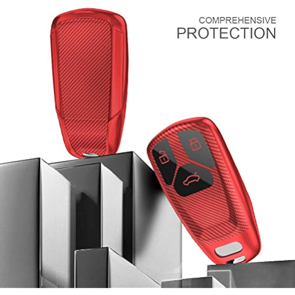 Audi TPU Silicone 3-Button Key Fob Cover – Red Stripe