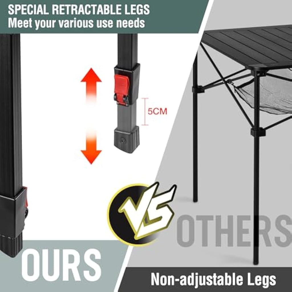 VILLEY Aluminum Camping Table | Folding Portable Table with Carry Bag