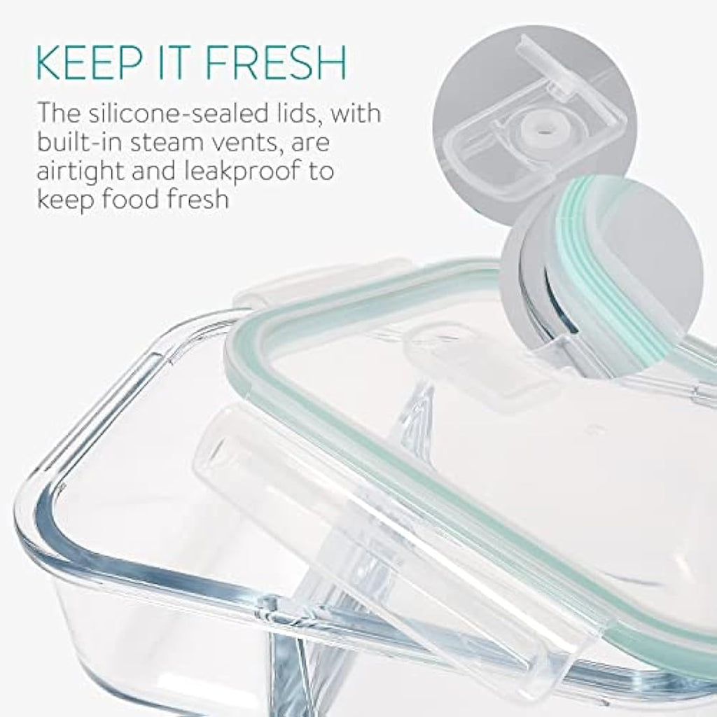 Navaris Glass Food Container Set | 4-Piece Airtight Oven Safe Storage