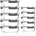 Jolof Store Glass Meal Prep Containers - 10 Pack Airtight Borosilicate Gray