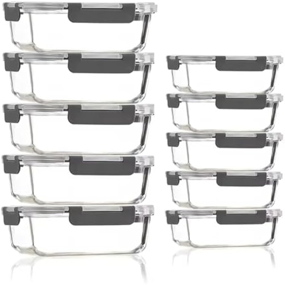 Jolof Store Glass Meal Prep Containers - 10 Pack Airtight Borosilicate Gray
