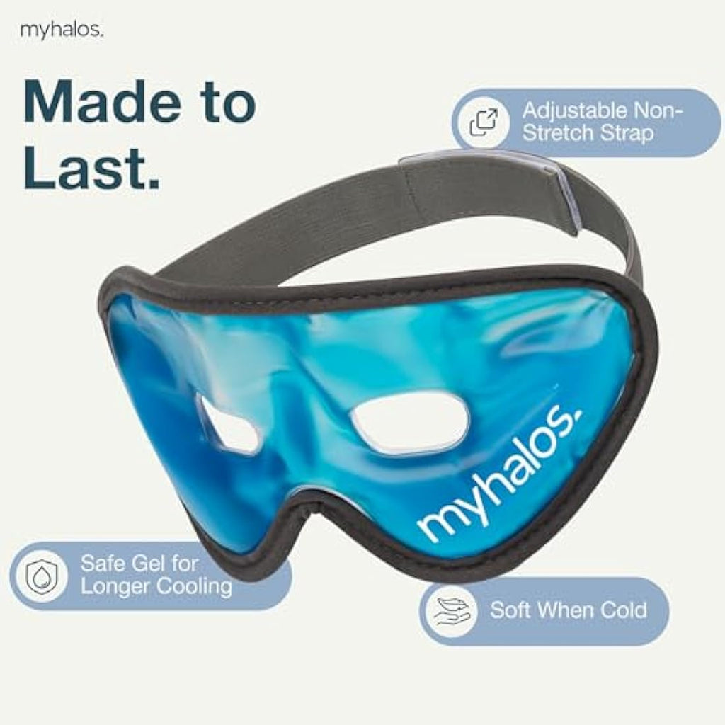 MyHalos Gel Eye Mask – Reusable Cooling Cold Compress for Puffy Eyes, Blue