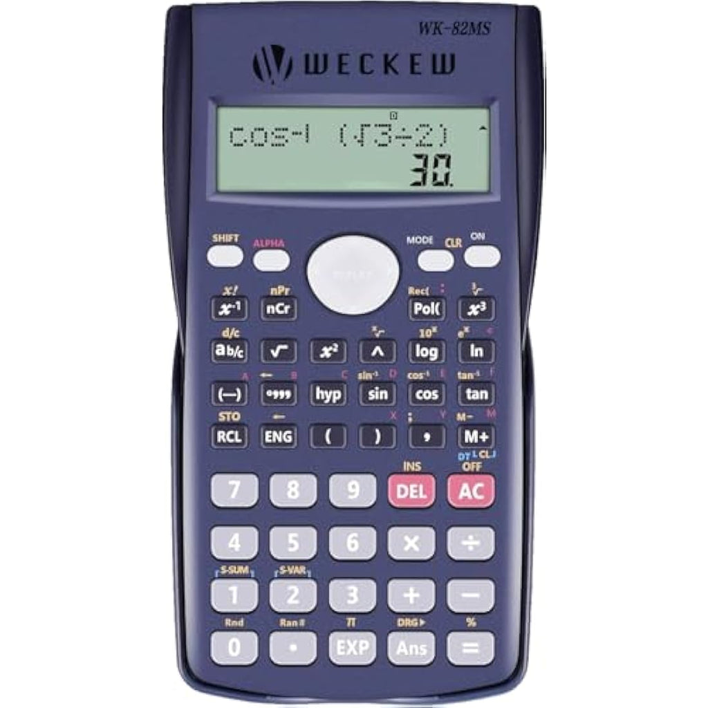 WECKEW Scientific Calculator – 240 Functions & 2-Line LCD – Navy Blue
