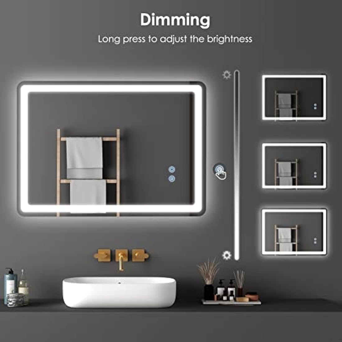 LED Bathroom Mirror | 50x70cm Anti-Fog Dimmable Vanity