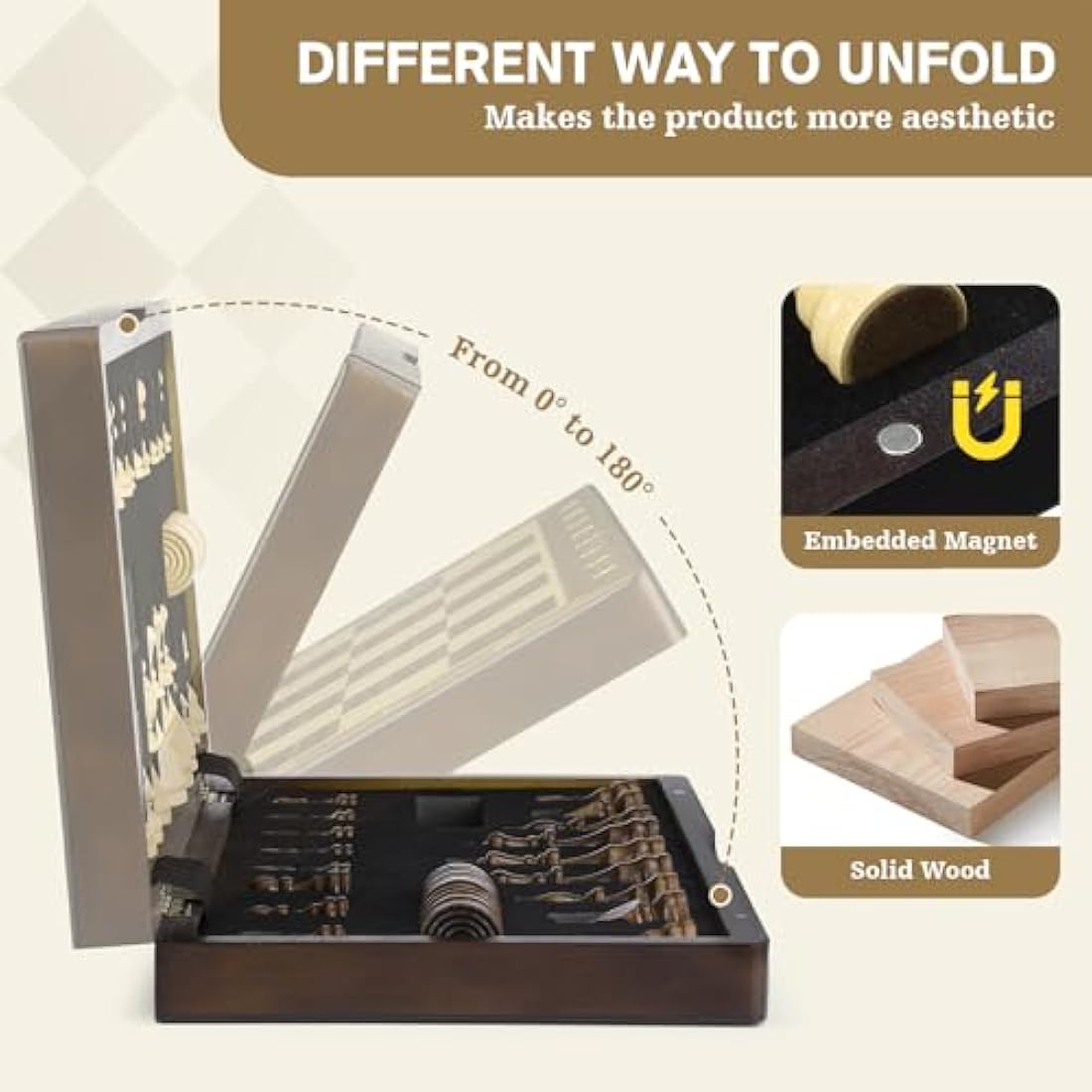 Peradix 2-in-1 Magnetic Wooden Chess and Checkers Set – 15" Foldable Board