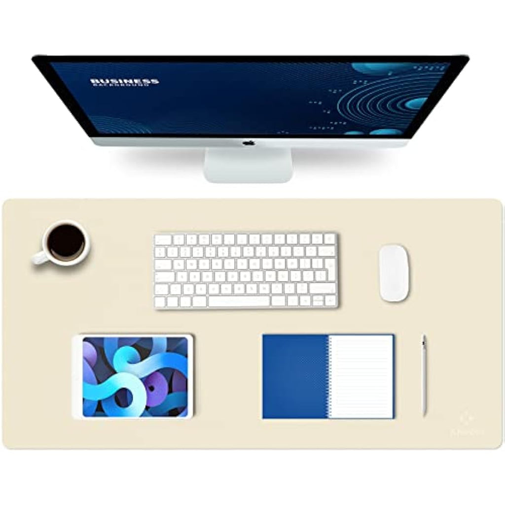 Jolof Store Leather Desk Mat – Large Office Mouse Pad & Blotter, Ivory