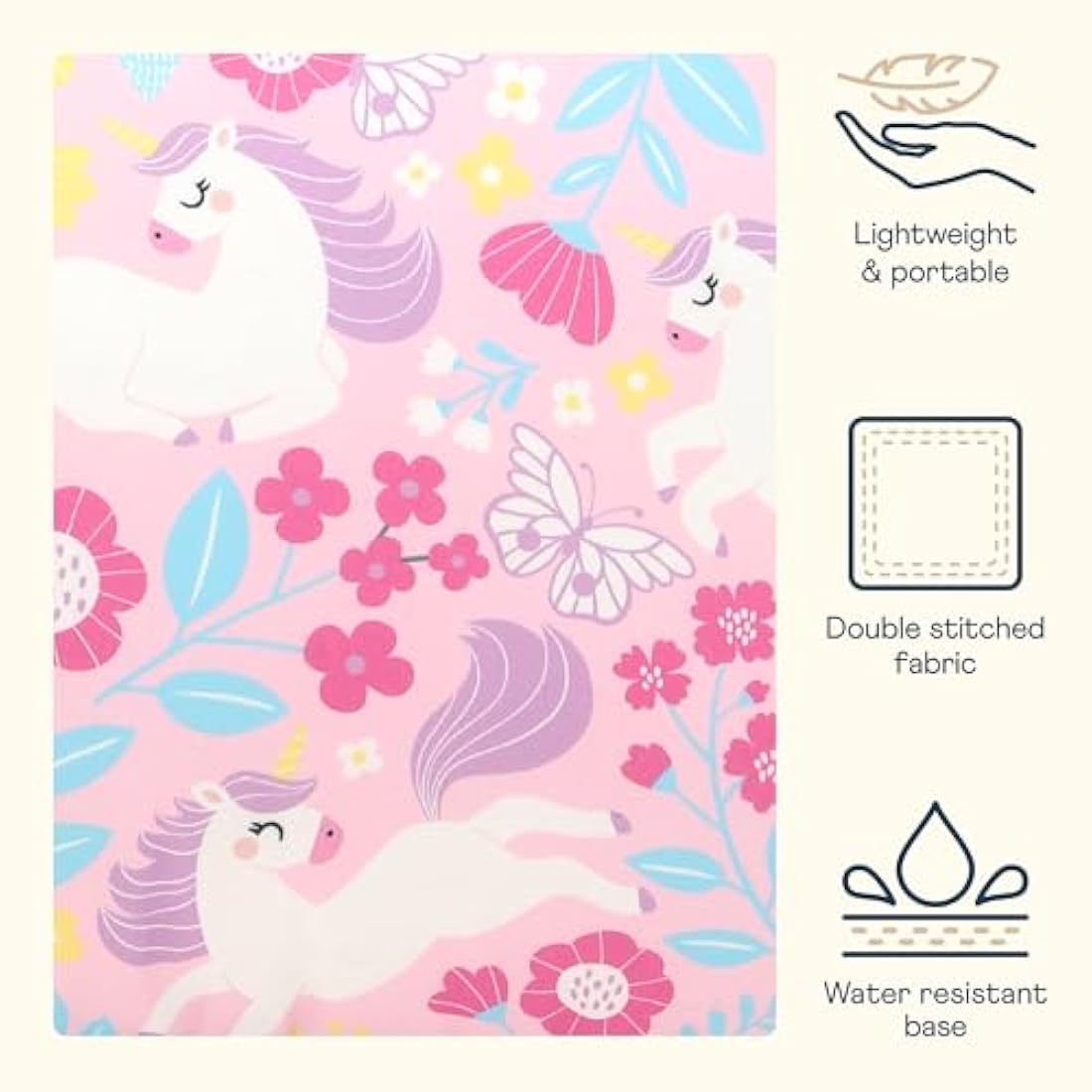 Icon Kids Unicorn Print Bean Bag Chair | Water-Resistant Nursery Decor