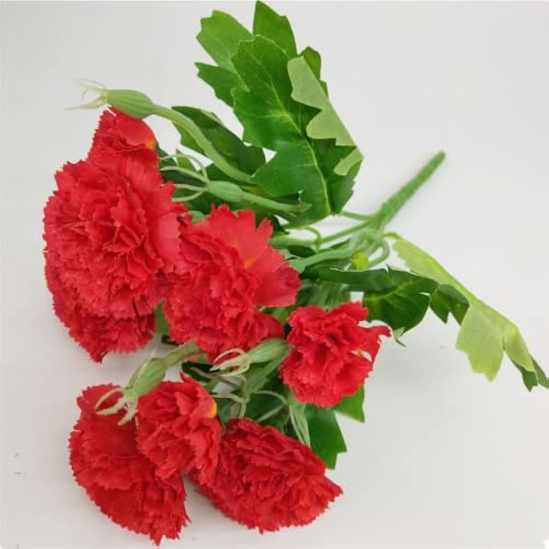Jolof Store Silk Artificial Carnations - UV Resistant Red Bouquet - 10 Heads