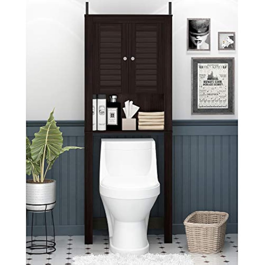 Furinno Wall Mounted Storage Cabinet | Espresso MDF Wood Shelving