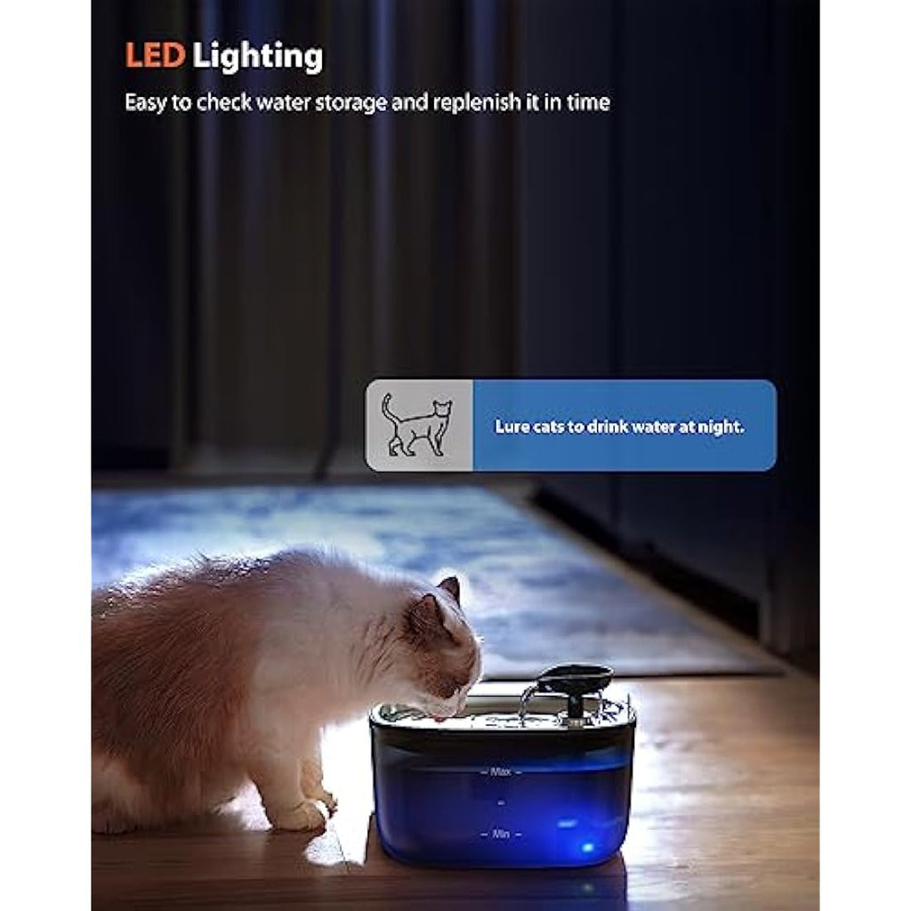 Stouchi 2.5L Cat Water Fountain | Ultra Quiet Stainless Steel Pet Bowl