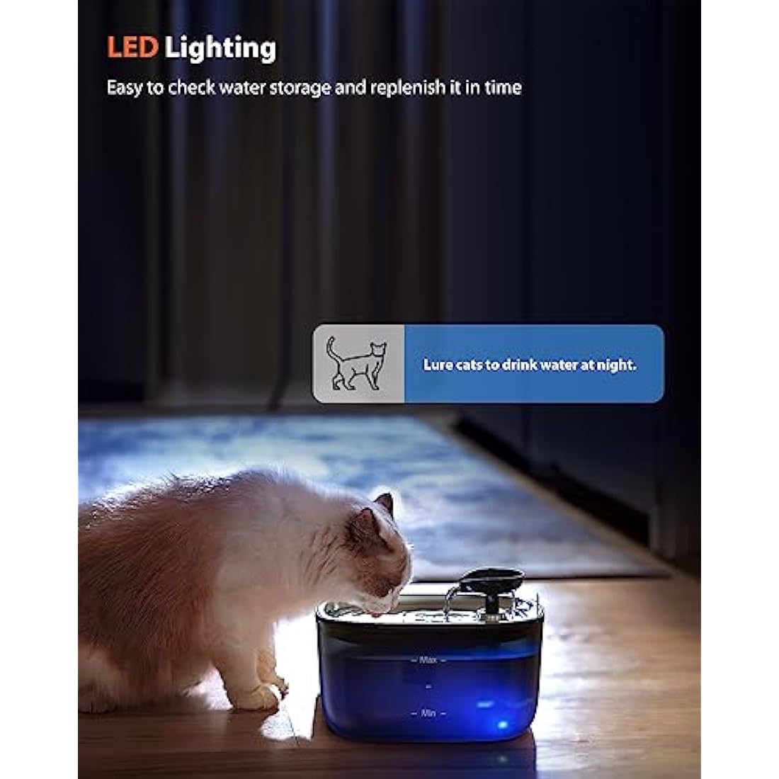 Stouchi 2.5L Cat Water Fountain | Ultra Quiet Stainless Steel Pet Bowl