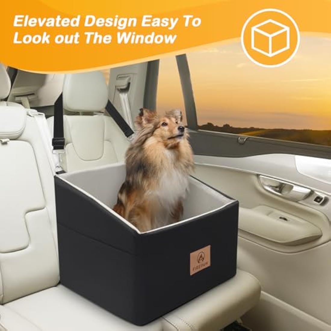 Jolof Store Medium Dog Car Seat – Elevated Booster Bed with Safety Belt