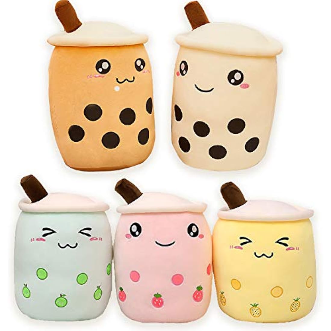 AMOZO Boba Milk Tea Plushie – Cute Cartoon Bubble Tea Pillow, Yellow 24cm