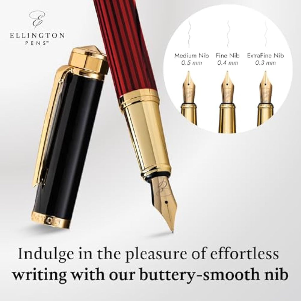 Ellington Luxury Fountain Pen Set – Refillable Calligraphy Pen with Ink