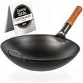 Yosukata 14" Carbon Steel Wok – Round Bottom Pre-Seasoned Chinese Pan