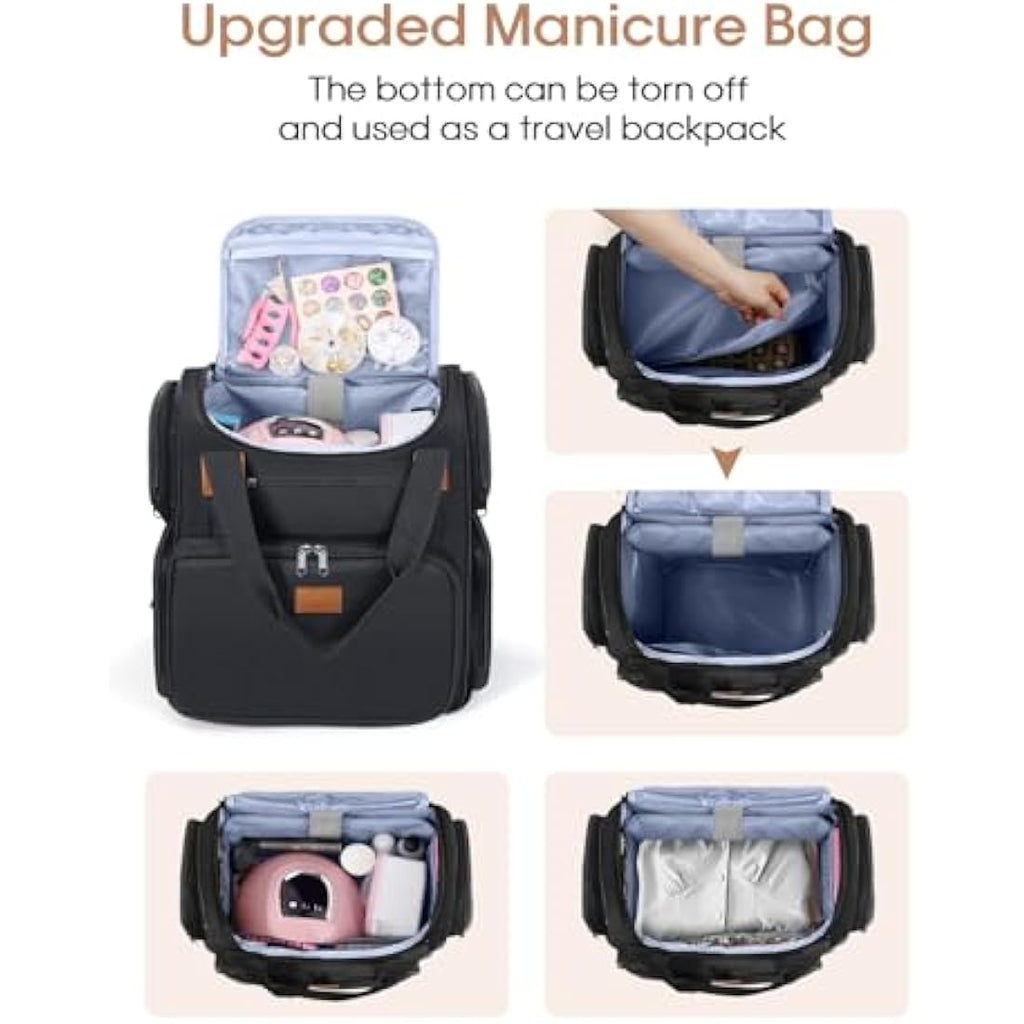 Deciniee Nail Polish Organizer Bag | Large 84 Bottle Double Layer Backpack