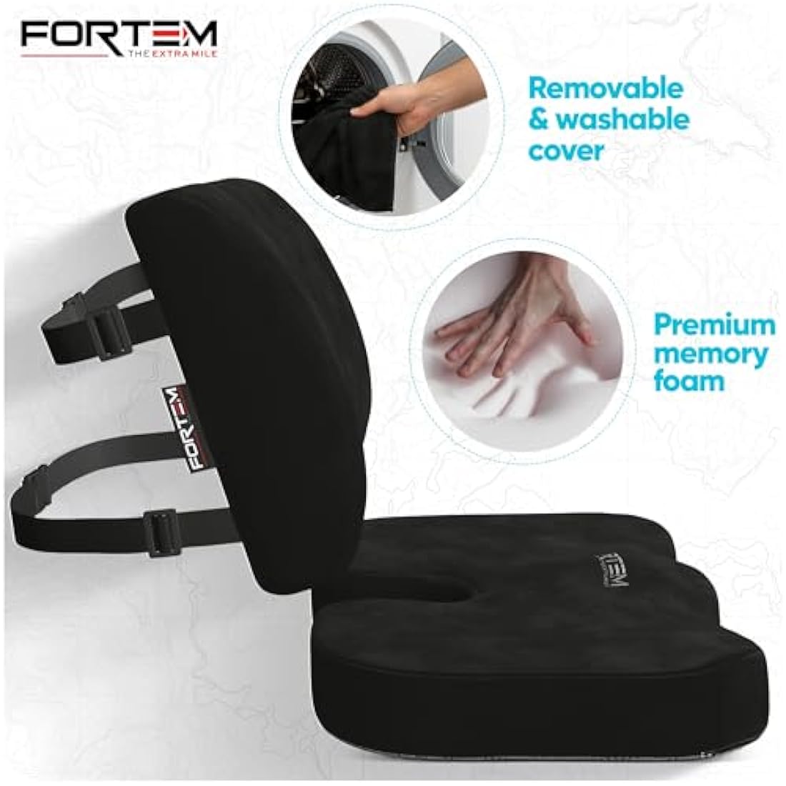 Jolof Store Memory Foam Lumbar Support Pillow and Seat Cushion Set