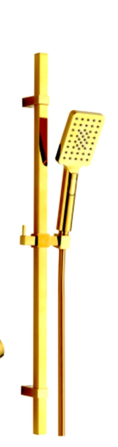 Jolof Store Gold Square Shower Rail Set | Stainless Steel & 2-Function Head