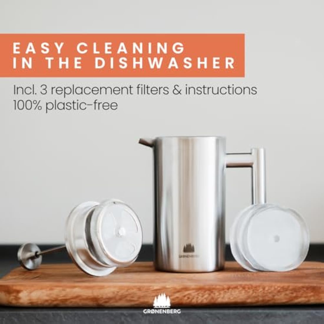 Groenenberg Insulated French Press – Stainless Steel Coffee Maker