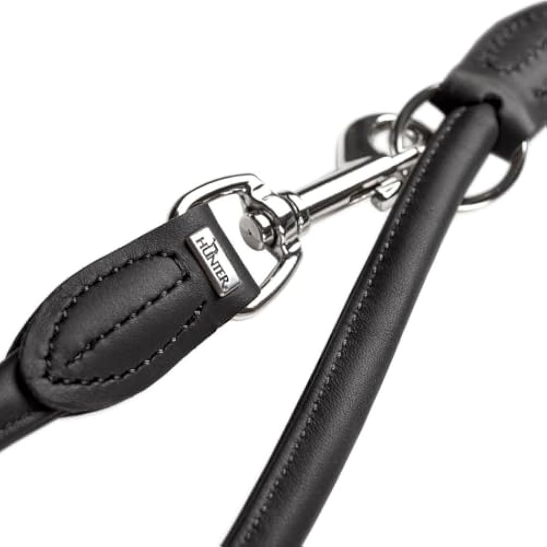 Hunter Nappa Leather Training Dog Lead – Adjustable Black Rope, 200cm