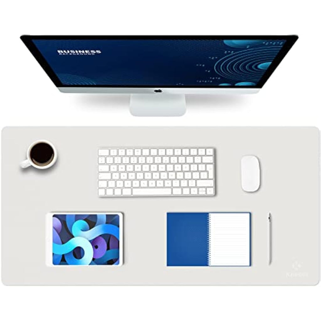 K KNODEL Leather Desk Mat | Dual-Sided Waterproof Office Pad, 80x40cm White