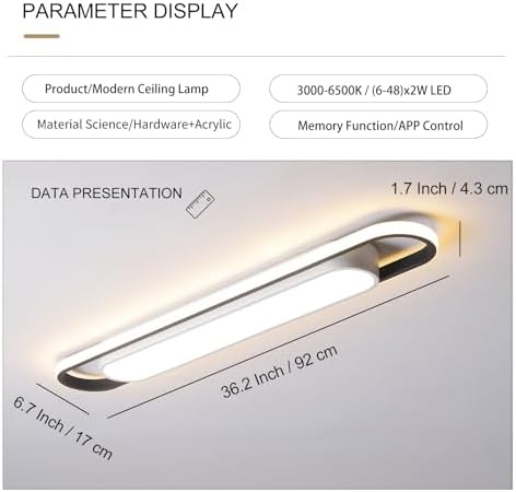 Naroume Modern Linear LED Ceiling Light | Dimmable Smart Flush Mount 92cm