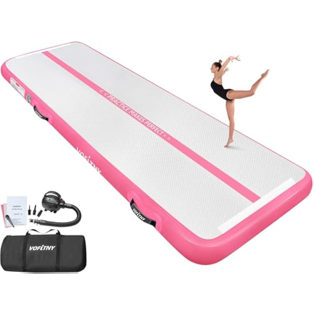 VOFiTNY Inflatable Gymnastics Mat – 10ft Air Tumbling Track for Home, Pink