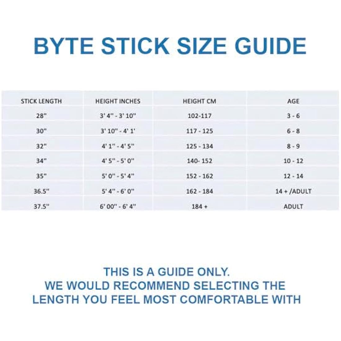 Byte HX2 Composite Field Hockey Stick – Junior Lightweight Blue Stick