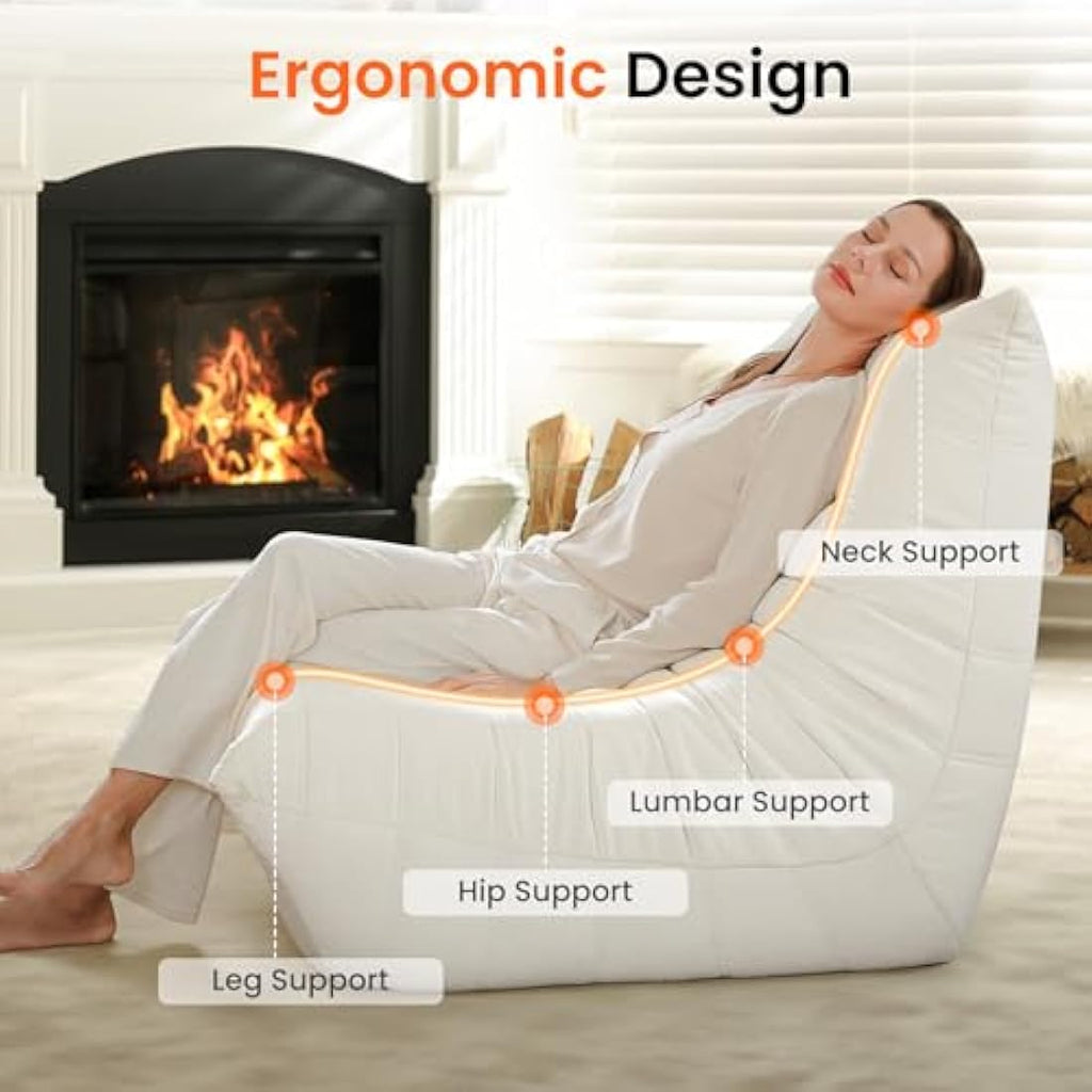 Vesgantti Togo Fireside Chair – Beige Suede Ergonomic Lounge Sofa