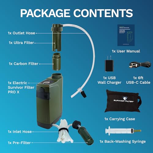 Survivor Filter PRO X Electric Portable Water Filter for Camping