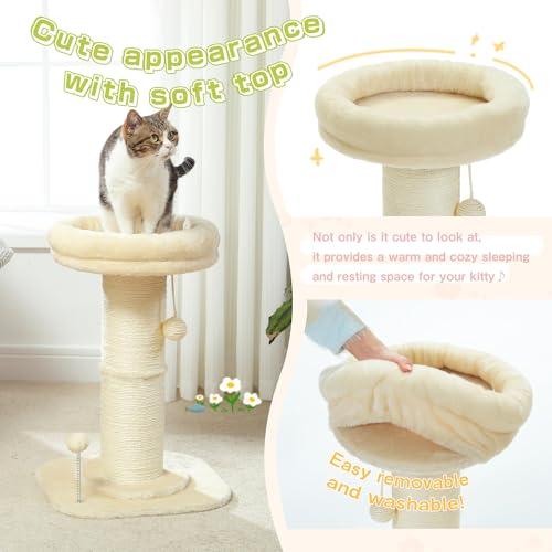 PAWZ Road Tall Cat Scratching Post with Plush Bed and Sisal Rope – Grey