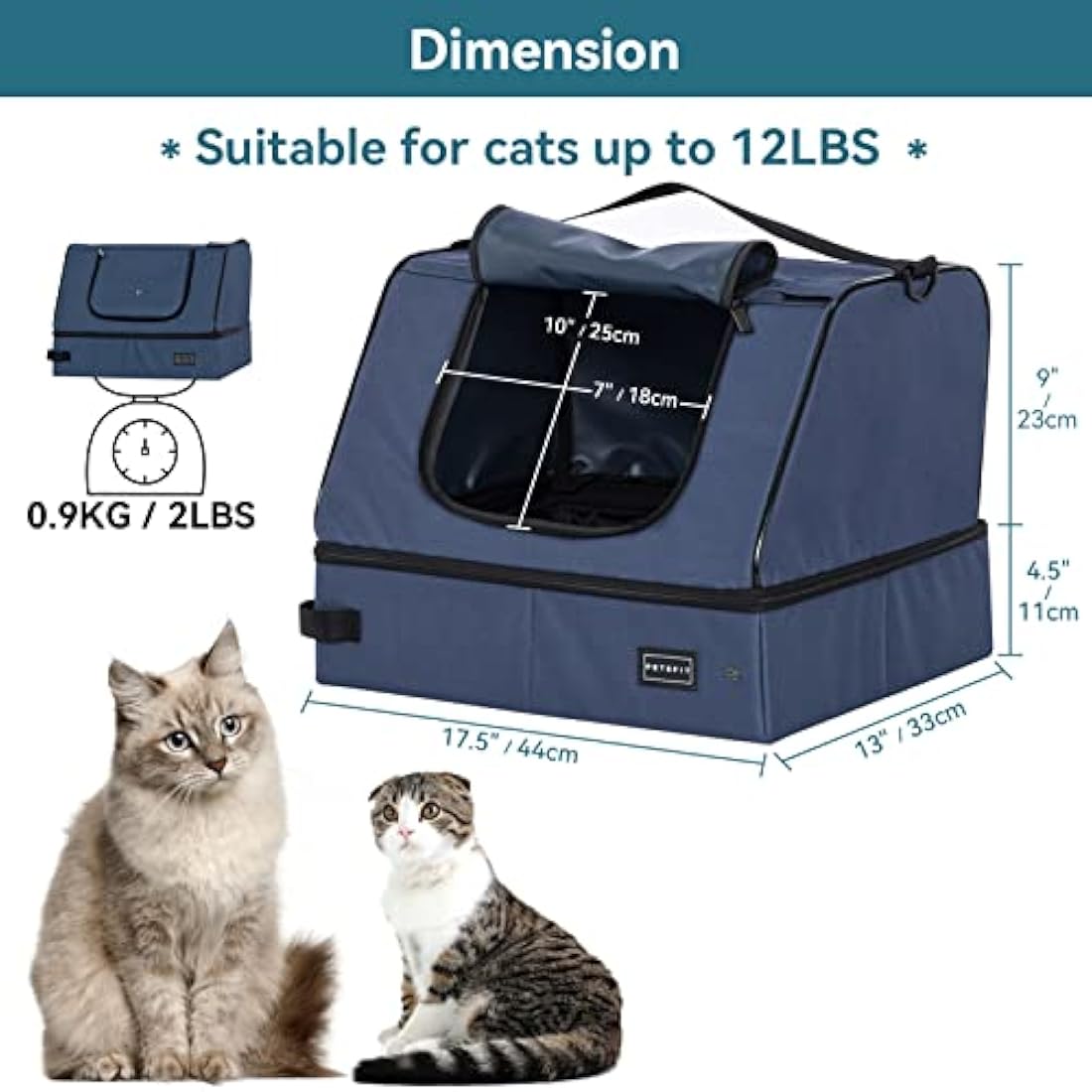 PETSFIT Travel Litter Box – Leak-Proof Collapsible Cat Toilet, Blue