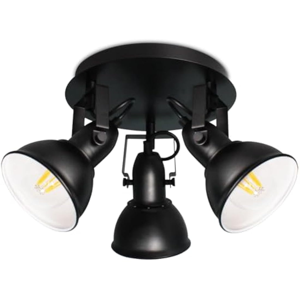 HiBay 3-Way Black Ceiling Spotlight – Adjustable E27 Industrial Light
