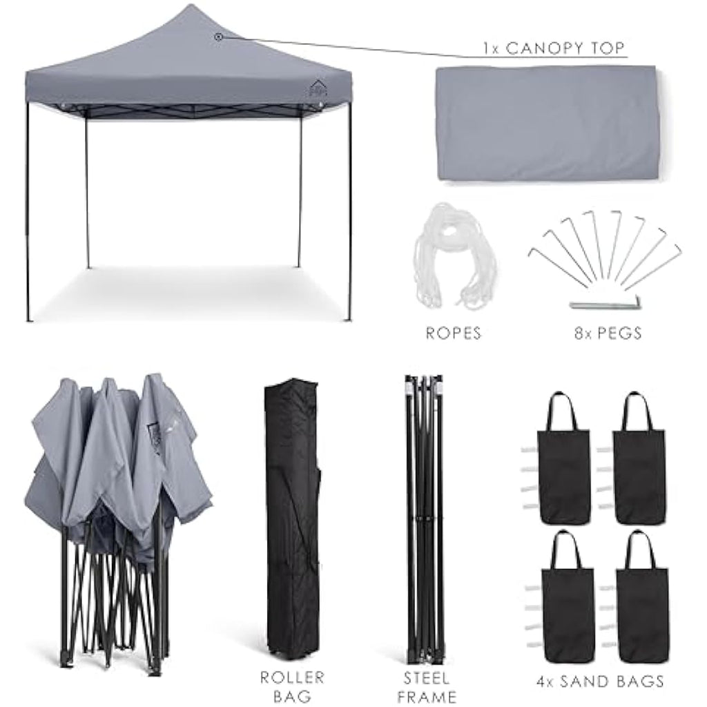 All Seasons Gazebos 3x3m Heavy Duty Waterproof Pop Up Gazebo - Grey
