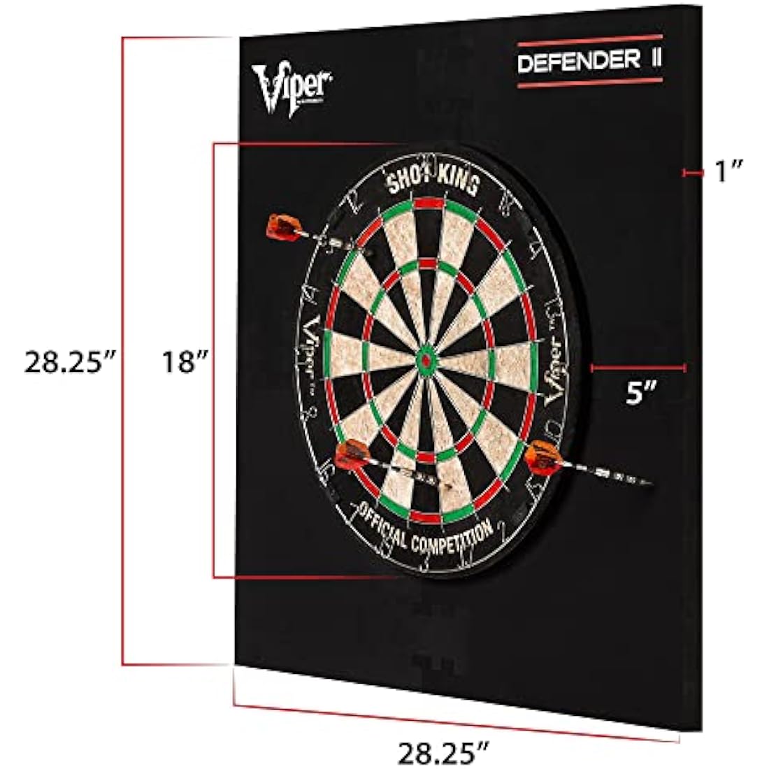 Viper Defender II Sisal Dartboard Bundle with Wall Protector & 21 Darts